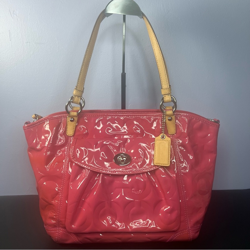 Coach Red Patent Leather Tote